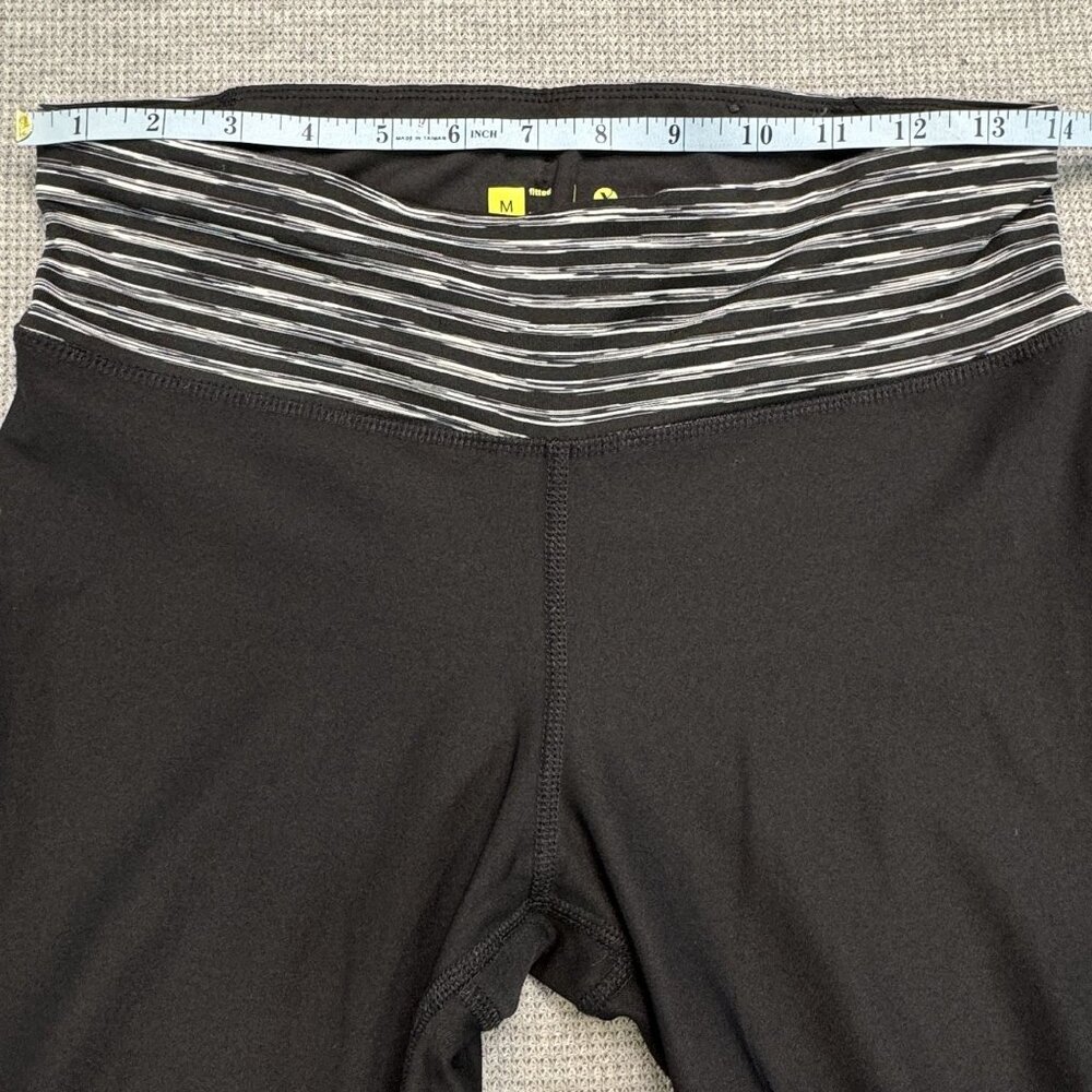 Xersion Black Striped Cropped Activewear Pants Womens Size M Stretch Yoga Mesh - Picture 9 of 16
